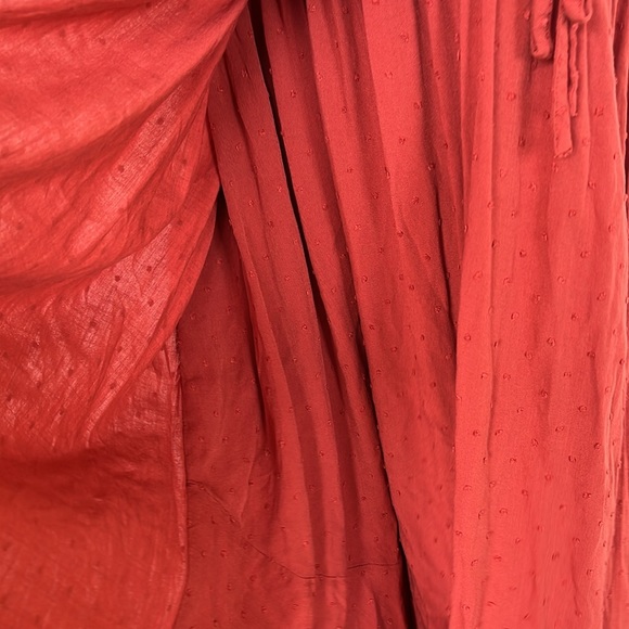 Torrid Midi Midi Swiss Linen Surplice Dress size 00 M 10 equivalent terracotta - Picture 8 of 8